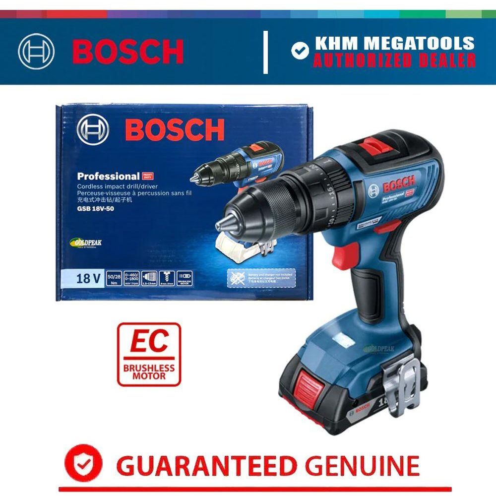 Bosch GSB 18V-50 Cordless Brushless Impact Drill - Driver 1/2" (13mm) 18V (Bare) | Bosch by KHM Megatools Corp.