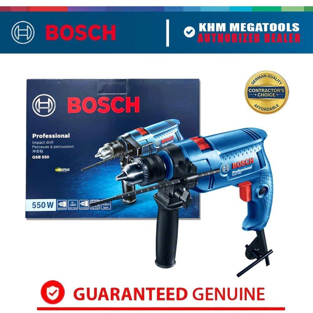 Bosch GSB 550 Impact Drill / Hammer Drill 13mm (1/2") 550W [Contractor's Choice] | Bosch by KHM Megatools Corp.