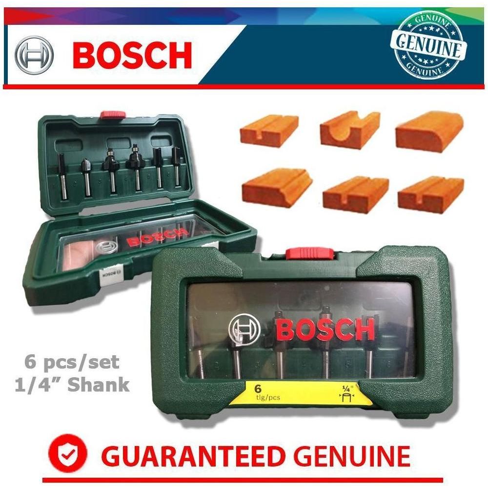 Bosch Router Bit Set 1/4" Shank (6pcs) - Goldpeak Tools PH Goldpeak Tools PH