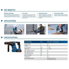 Bosch GBH 187-Li Cordless SDS-plus Rotary Hammer 24mm 18V (Bare) [One Chuck] - KHM Megatools Corp.