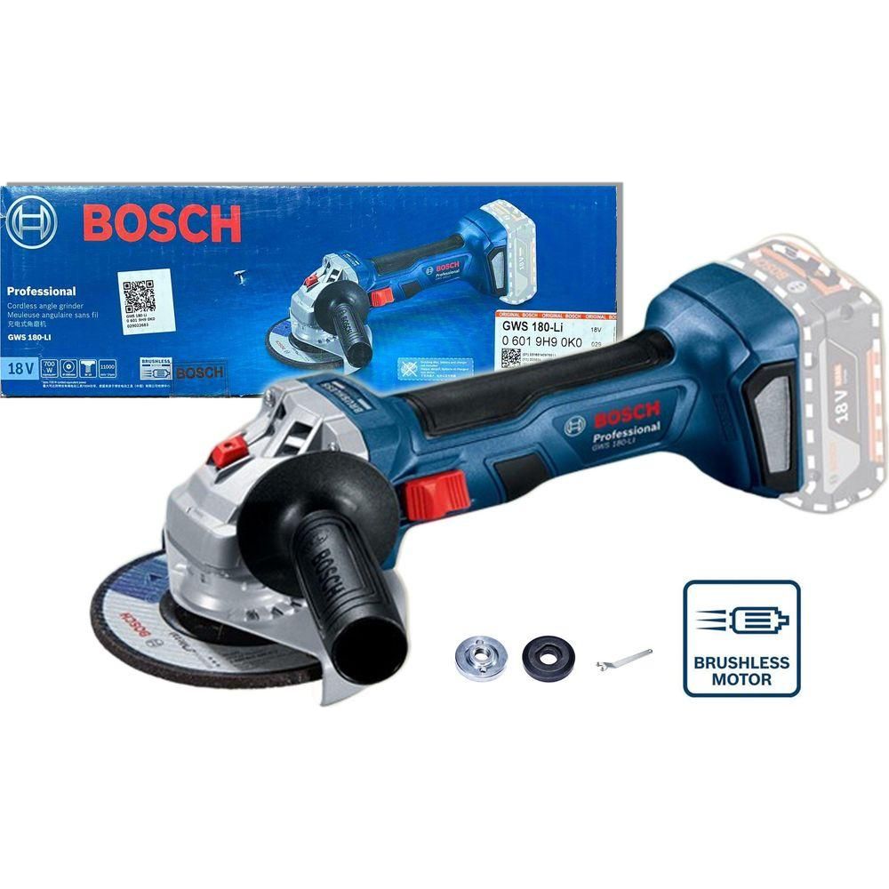 Bosch GWS 180-Li Cordless Brushless Angle Grinder 4" (100mm) 18V [Bare] | Bosch by KHM Megatools Corp.