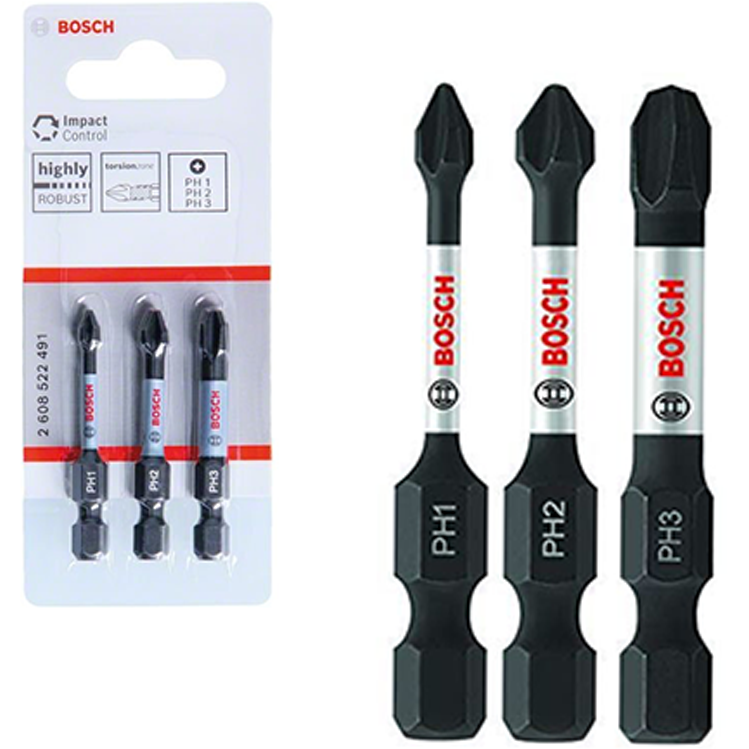 Bosch Impact Control Power Screw Bit Set 3Pcs (2608522491) | Bosch by KHM Megatools Corp.